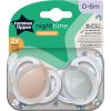 TOMMEE TIPPEE Šidítko symetrický silikon Night 0-6m 2 ks, Růž./Modrá (Varianta Růž./Modrá)