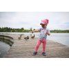 Little Angel Šátek tenký kšilt Outlast® - bílá/tyrkys motýl (Velikost 3 | 42-44 cm)