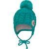 Little Angel Čepice pletená zavazovací copánky LA Outlast ® - zelená (Velikost 3 | 42-44 cm)