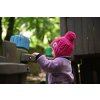 Little Angel Čepice pletená zavazovací copánky LA Outlast ® - modrá (Velikost 3 | 42-44 cm)