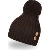 Little Angel Čepice pletená bambule knoflíky Outlast ® - černá (Velikost 3 | 42-44 cm)