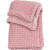 Deka do postýlky Waffle Teddy fleece - Old pink