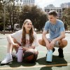 Nerezová termolahev s brčkem 1l - světle modrá/žlutá