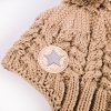 Little Angel Čepice pletená zavazovací copánky LA Outlast ® - taupe (Velikost 4 | 45-48 cm)