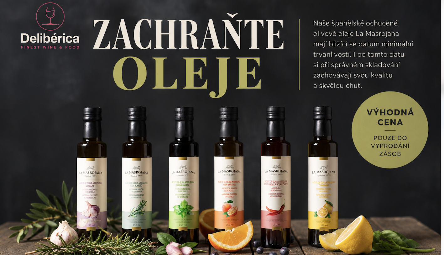 Banner zachraňte oleje s kratší expirací, výrazná sleva.