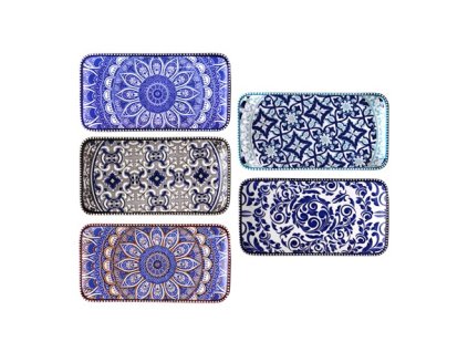 bandeja rectangular cenefas azul 24 x 12 cm 5 d