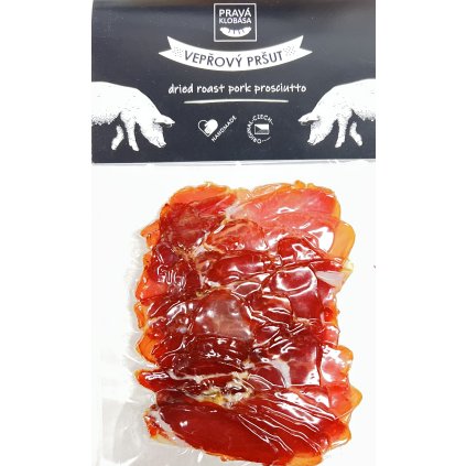 PRAVÁ KLOBÁSA Vepřový pršut - sušená pečeně - plátky 100 g (Země původu Česko, Maso Vepřové)