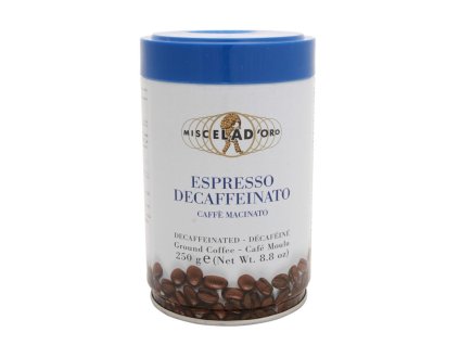 MIO06 Mletá káva v plechové dóze Espresso bez kofeinu Miscela D´Oro 250g