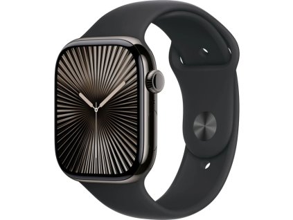 Apple Watch Series 10 Cellular 42mm Bridlicovo šedý titán s čiernym športovým remienkom M/L MWXH3QC/A
