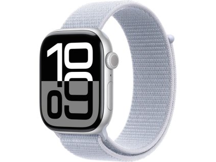 Apple Watch Series 10 Cellular 42mm Strieborný hliník s oblačne modrým prevliekacím remienkom MWX53QC/A