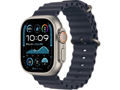 Apple Watch Ultra 2 49mm Prírodný titán s námornícky modrým oceánskym remienkom