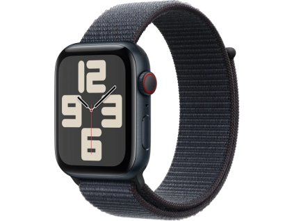 Apple Watch SE (2024) Cellular 40mm Temne atramentový hliník s atramentovo fialovým prevliekacím remienkom