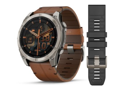 Garmin Fenix 8 51mm AMOLED Sapphire Titanium/Brown Leather Band