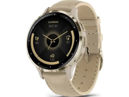 Garmin Venu 3S Soft Gold/French Gray Leather