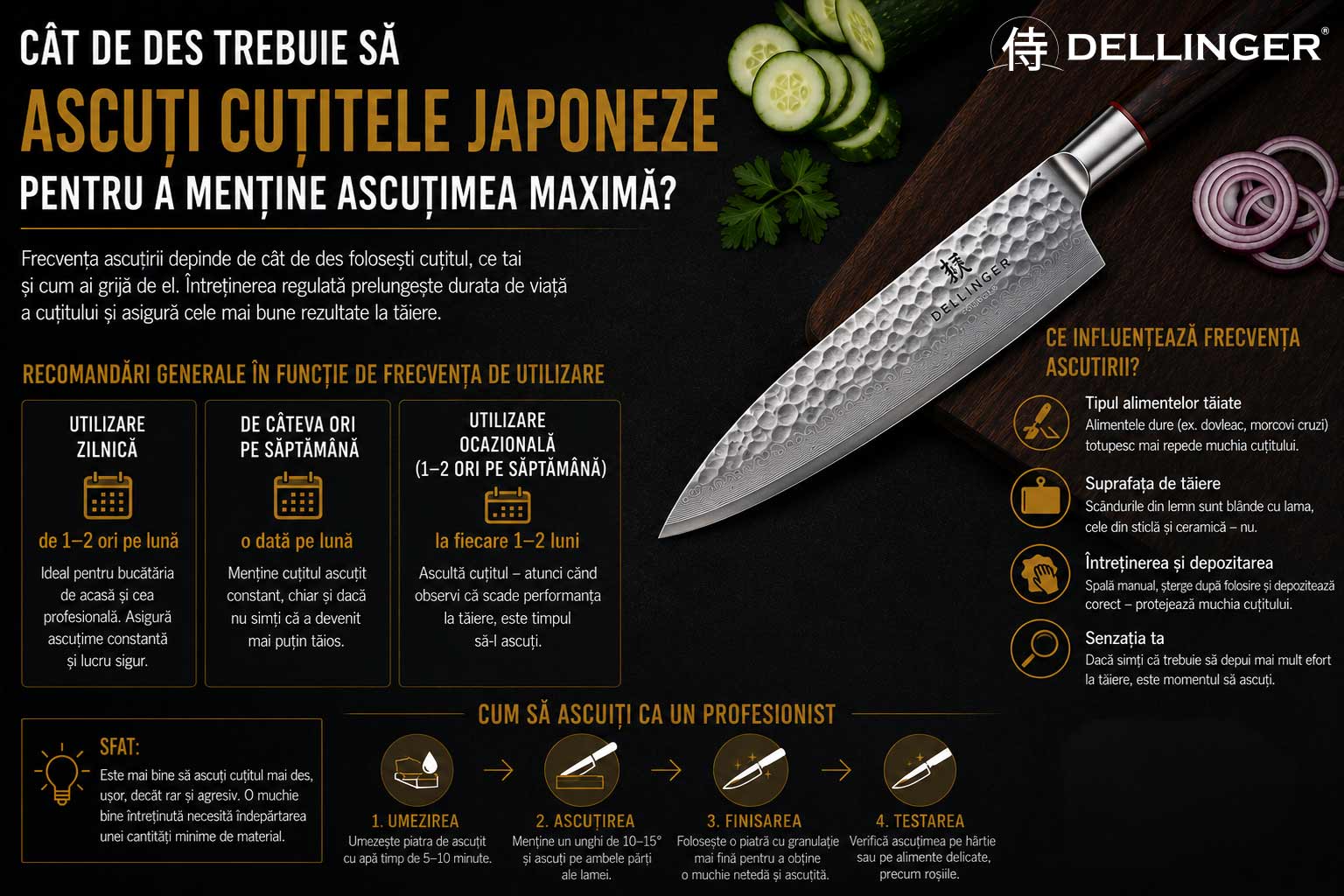 Cât de des trebuie ascuțite cuțitele japoneze pentru a-și păstra ascuțimea maximă?