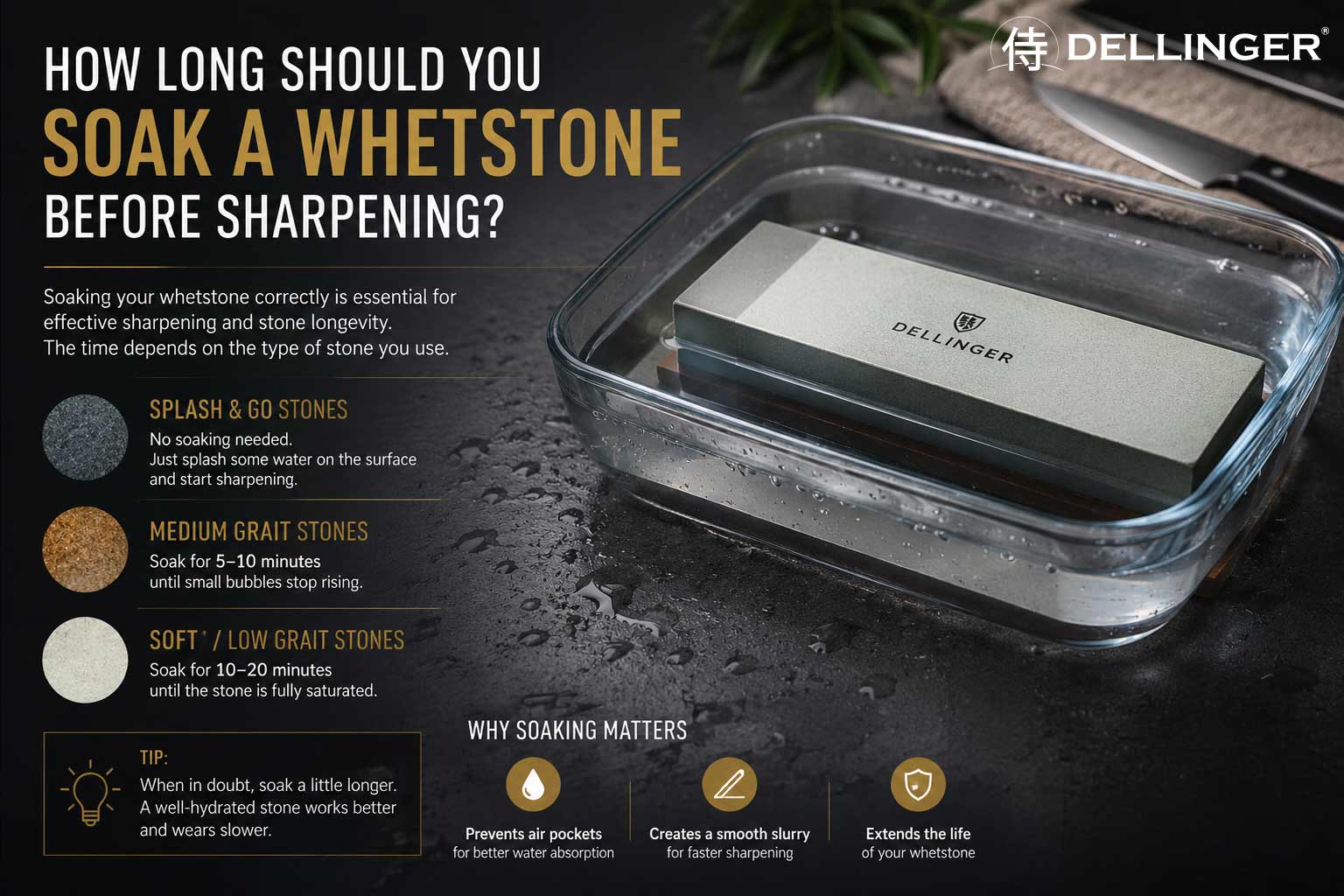 How long should you soak a whetstone before sharpening?