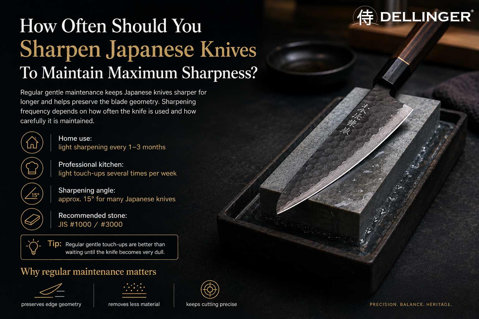 How often should Japanese knives be sharpened to maintain maximum sharpness?