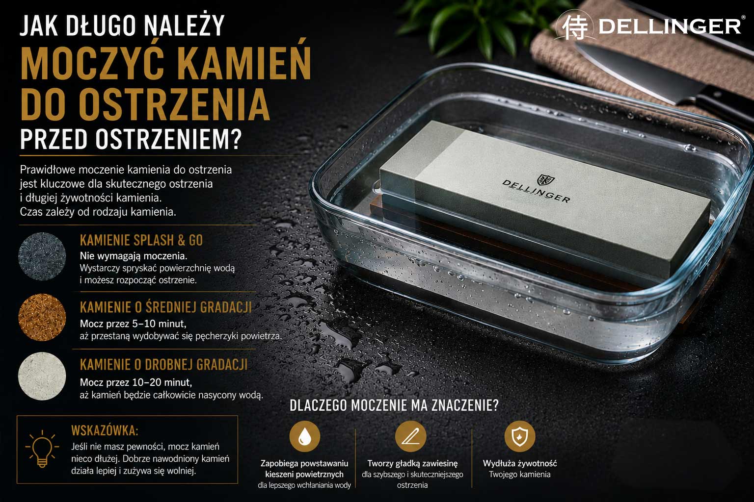 Jak długo należy moczyć kamień szlifierski przed szlifowaniem?