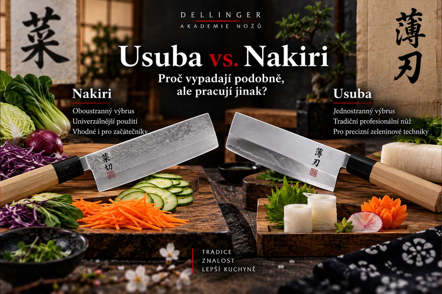 Usuba vs. Nakiri – proč vypadají podobně, ale pracují jinak