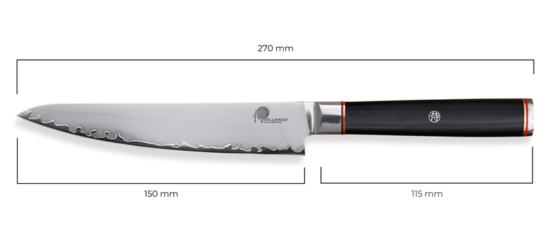 okrajovací nůž Dellinger Okami 3 layers AUS10 rozmery