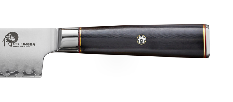 nůž Nakiri Dellinger Okami 3 layers AUS10 rukojeť