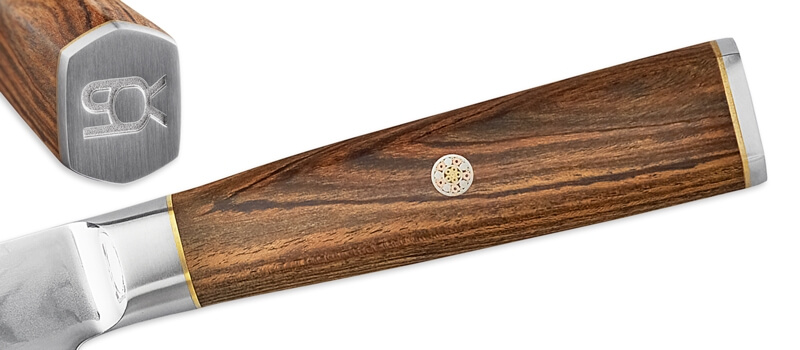 rukojeť nože šéfkuchaře SANTOKU SOK Cocobolo White Damascus