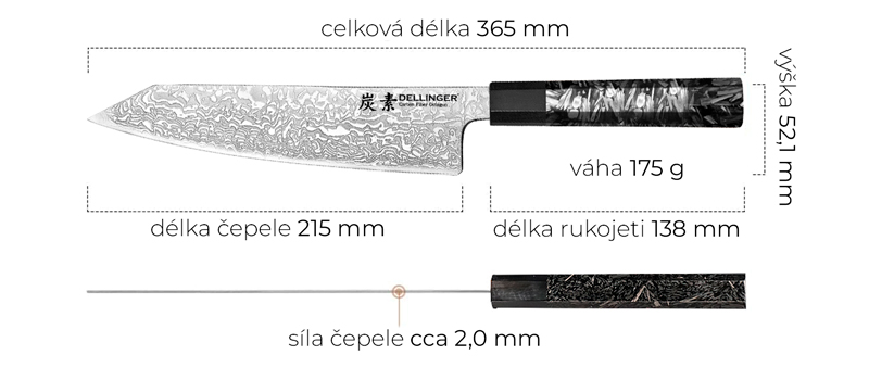 Kuchynsky nuz Dellinger Chef/Kiritsuke Carbon Fiber Octagon Serie.jpg