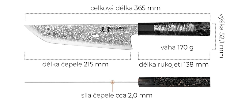 Kuchynsky nuz Dellinger Chef/Sakimaru Carbon Fiber Octagon Serie.jpg