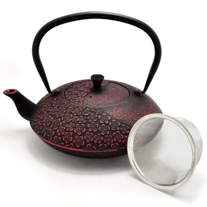 Elegantní litinová konvice AKAI HANA v japonském stylu. Objem 1100 ml, s jemným nerezovým sítkem na sypaný čaj