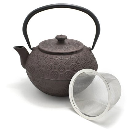 Litinová konvice SUTANPU v japonském stylu. Objem 1200 ml, s jemným nerezovým sítkem na sypaný čaj