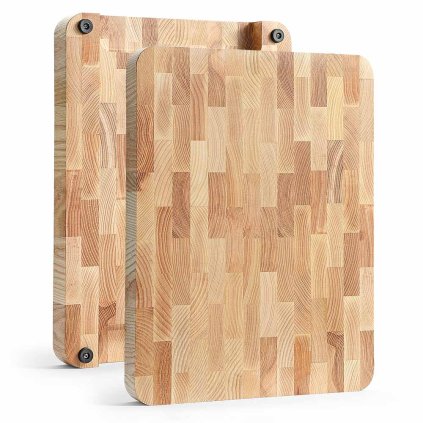 Oboustranné krájecí jasanové prkénko 410x310x42 mm frézované 1
