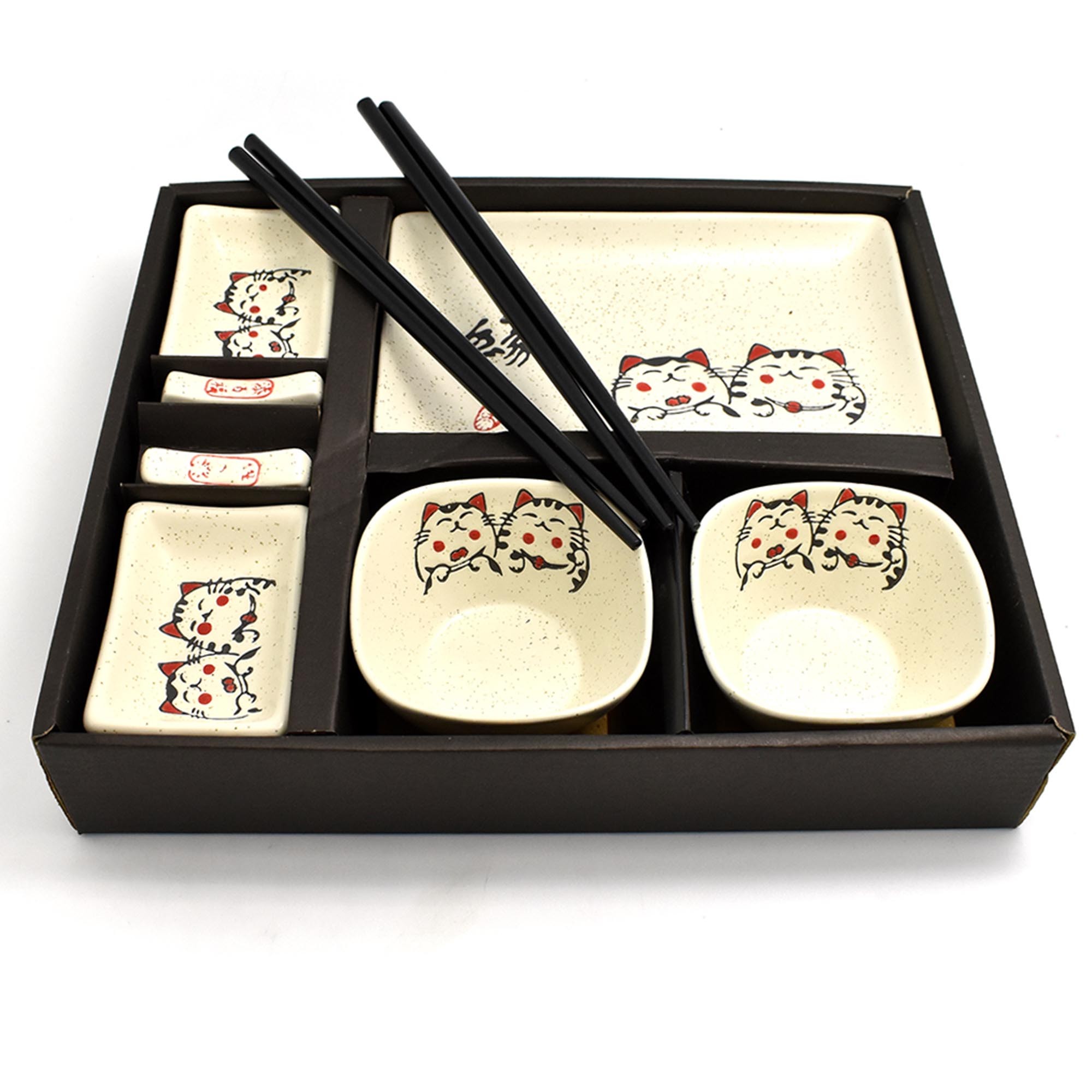 porcelánový servis na SUSHI - šťastné kočičky