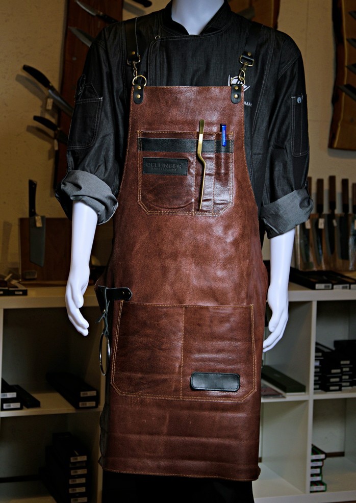kožená zástěra Dellinger SOFT LEATHER BBQ - Brown Vintage Look