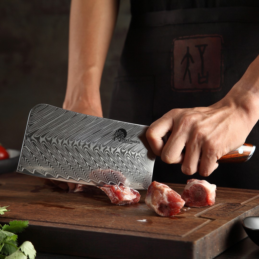 čínský nůž (Cleaver) 165 mm - Dellinger Rose-Wood Damascus