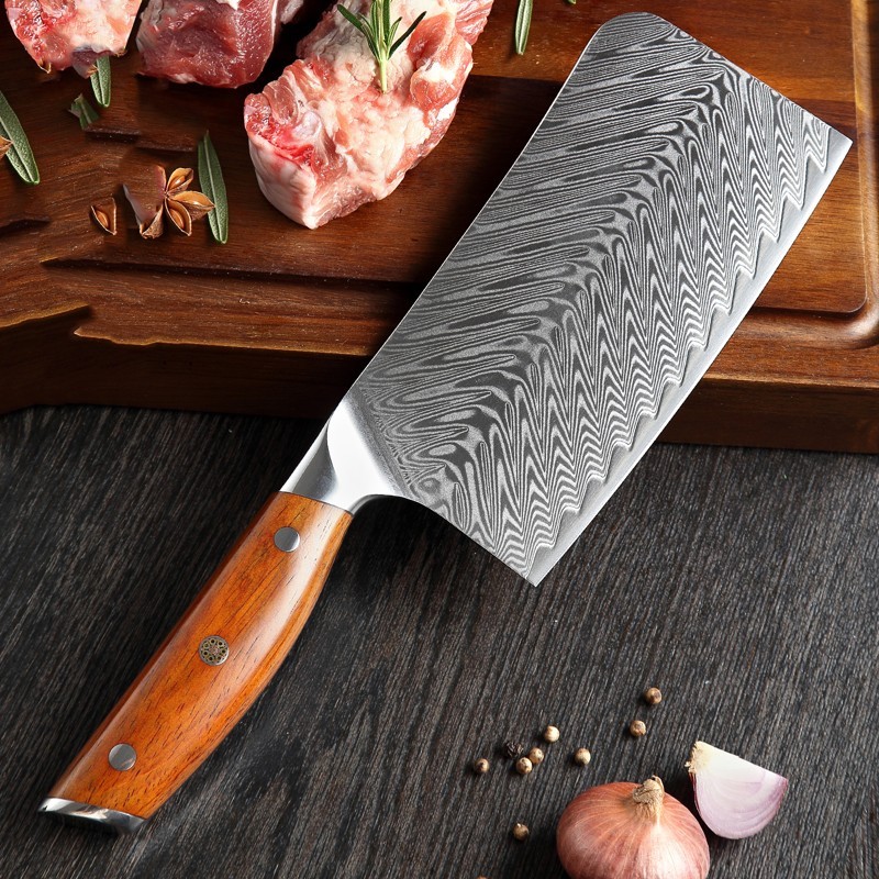 čínský nůž (Cleaver) 165 mm - Dellinger Rose-Wood Damascus