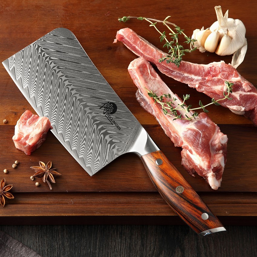 čínský nůž (Cleaver) 165 mm - Dellinger Rose-Wood Damascus