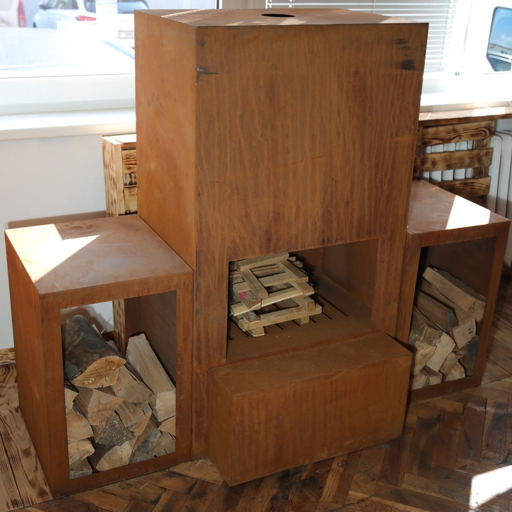 venkovní ohniště Dellinger Smoke&Fire Corten Quadro