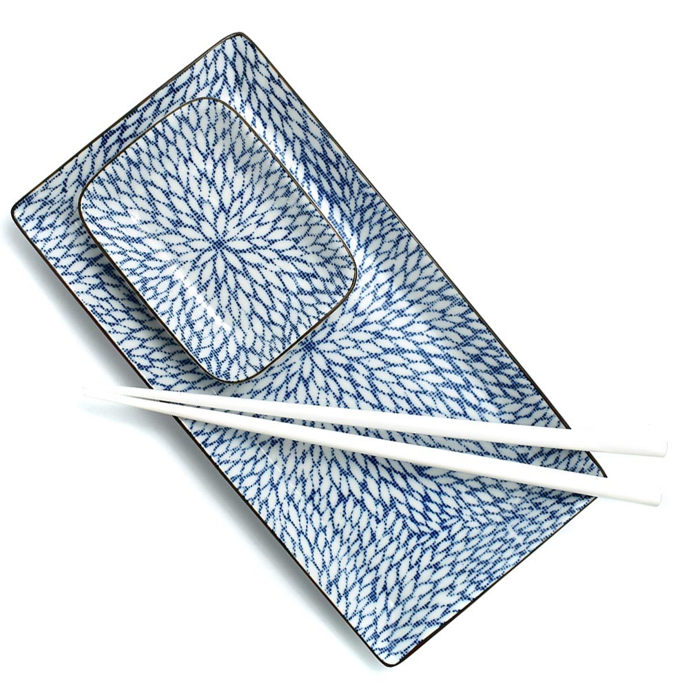 porcelánový servis na SUSHI - Kiku Blue BOX, 2osoby