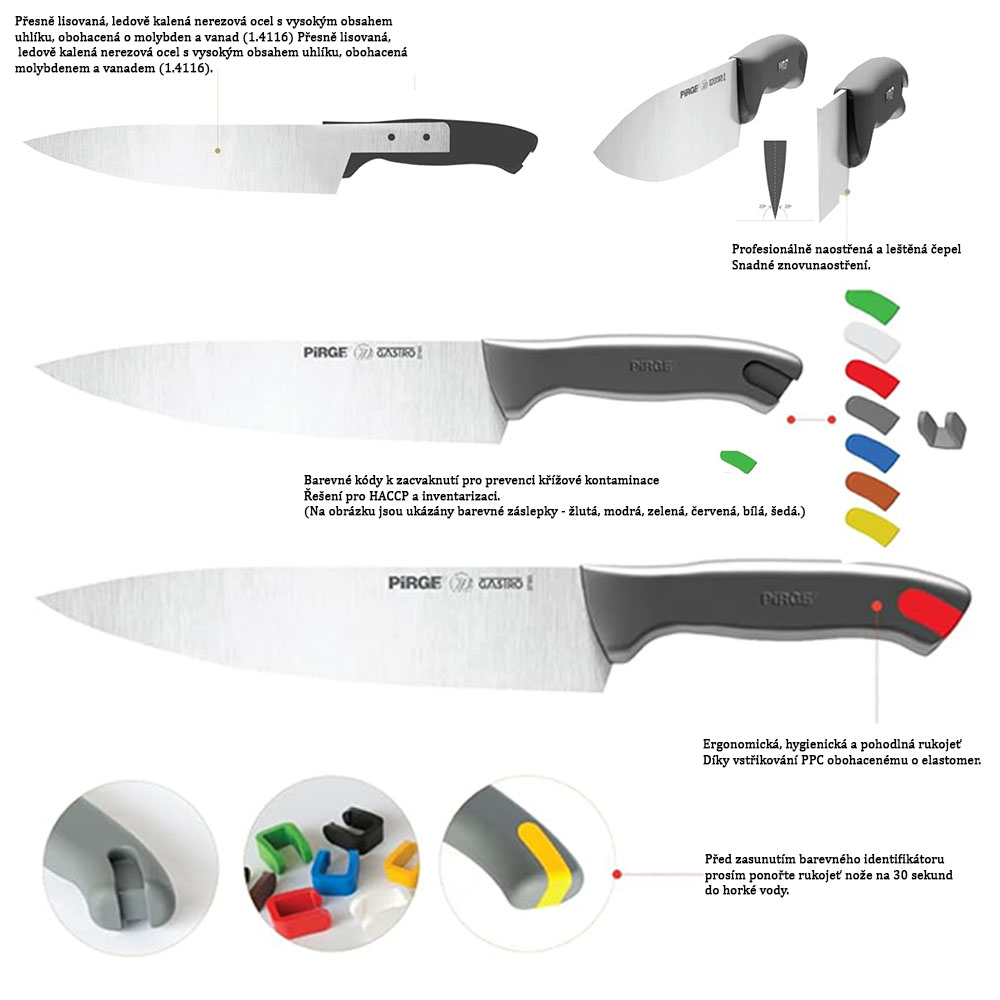 vykošťovací nůž Boning 140 mm, Pirge Gastro HACCP 7 barev vykošťovací nůž Boning 140 mm, Pirge Gastro HACCP 7 barev