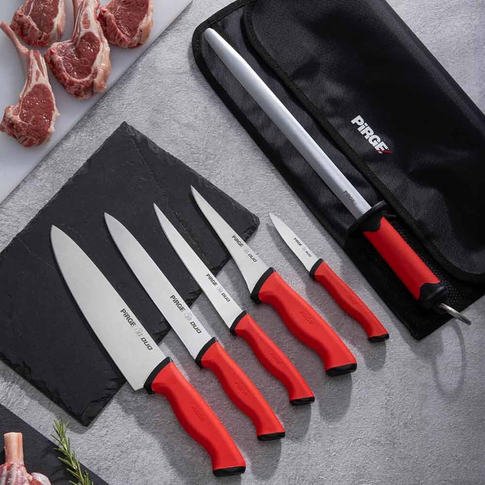 řeznický porcovací nůž 120 mm - červený, Pirge DUO Butcher řeznický porcovací nůž 120 mm - červený, Pirge DUO Butcher