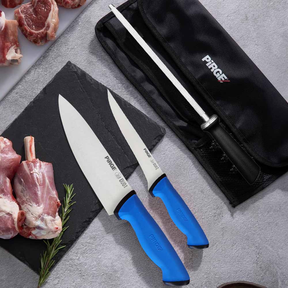 řeznický porcovací nůž 160 mm - modrý, Pirge DUO Butcher řeznický porcovací nůž 160 mm - modrý, Pirge DUO Butcher