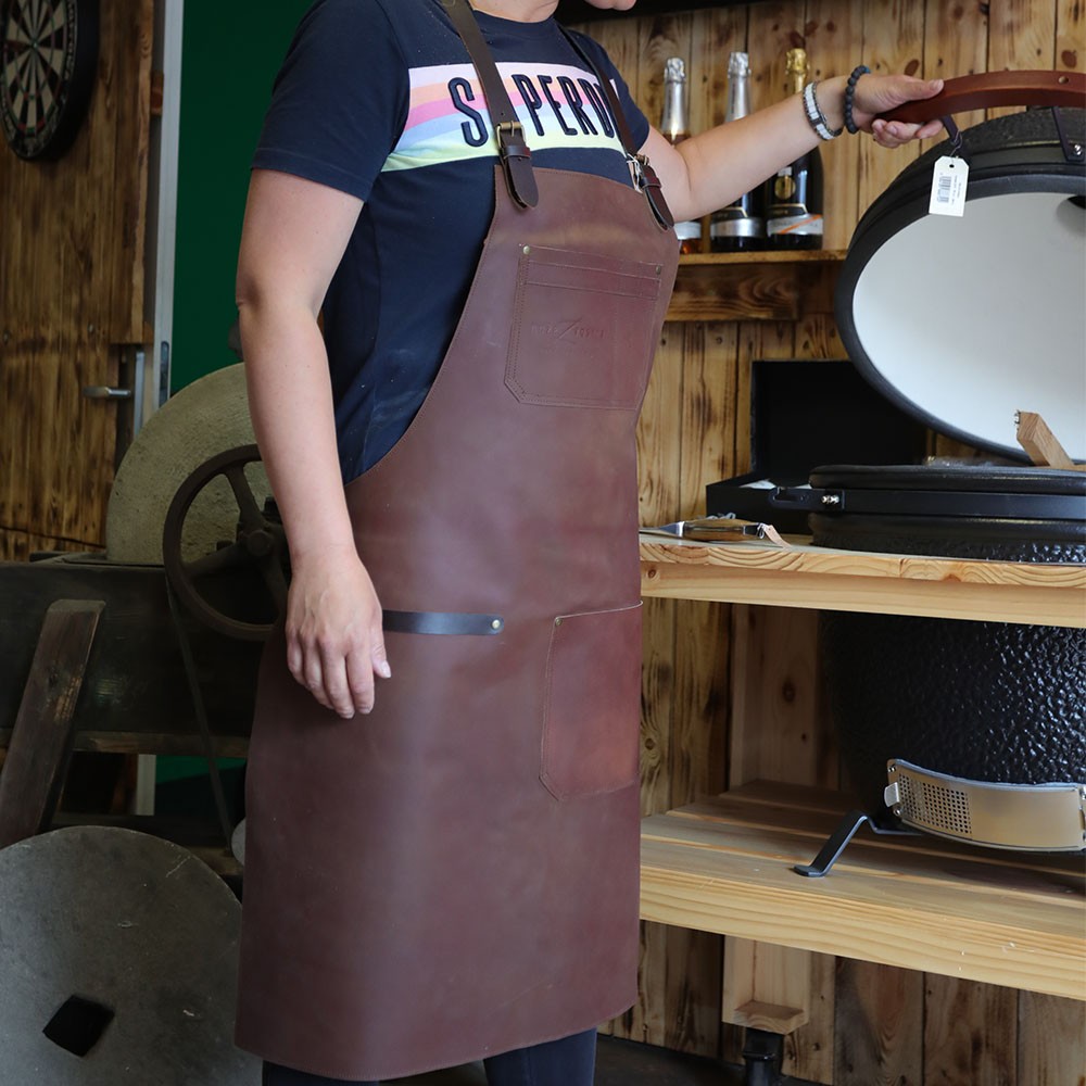 kožená zástěra SOFT LEATHER BBQ - Brown design look kožená zástěra SOFT LEATHER BBQ - Brown design look