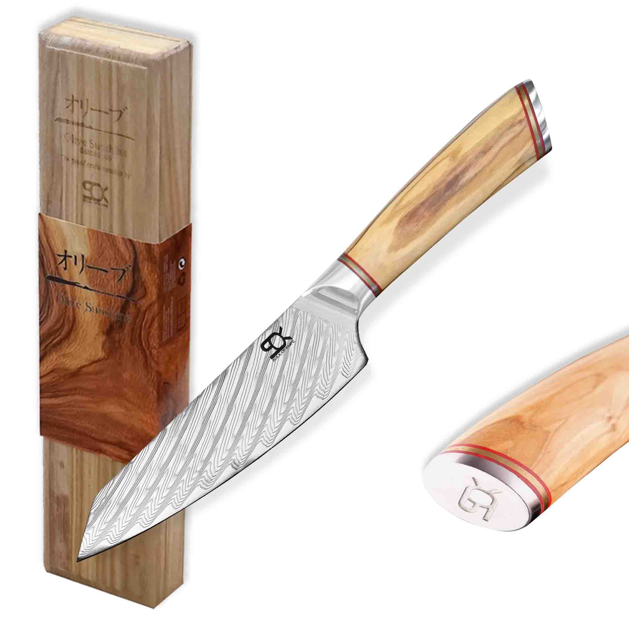 Kuchařský nůž Chef 155 mm SOK Olive Sunshine Damascus