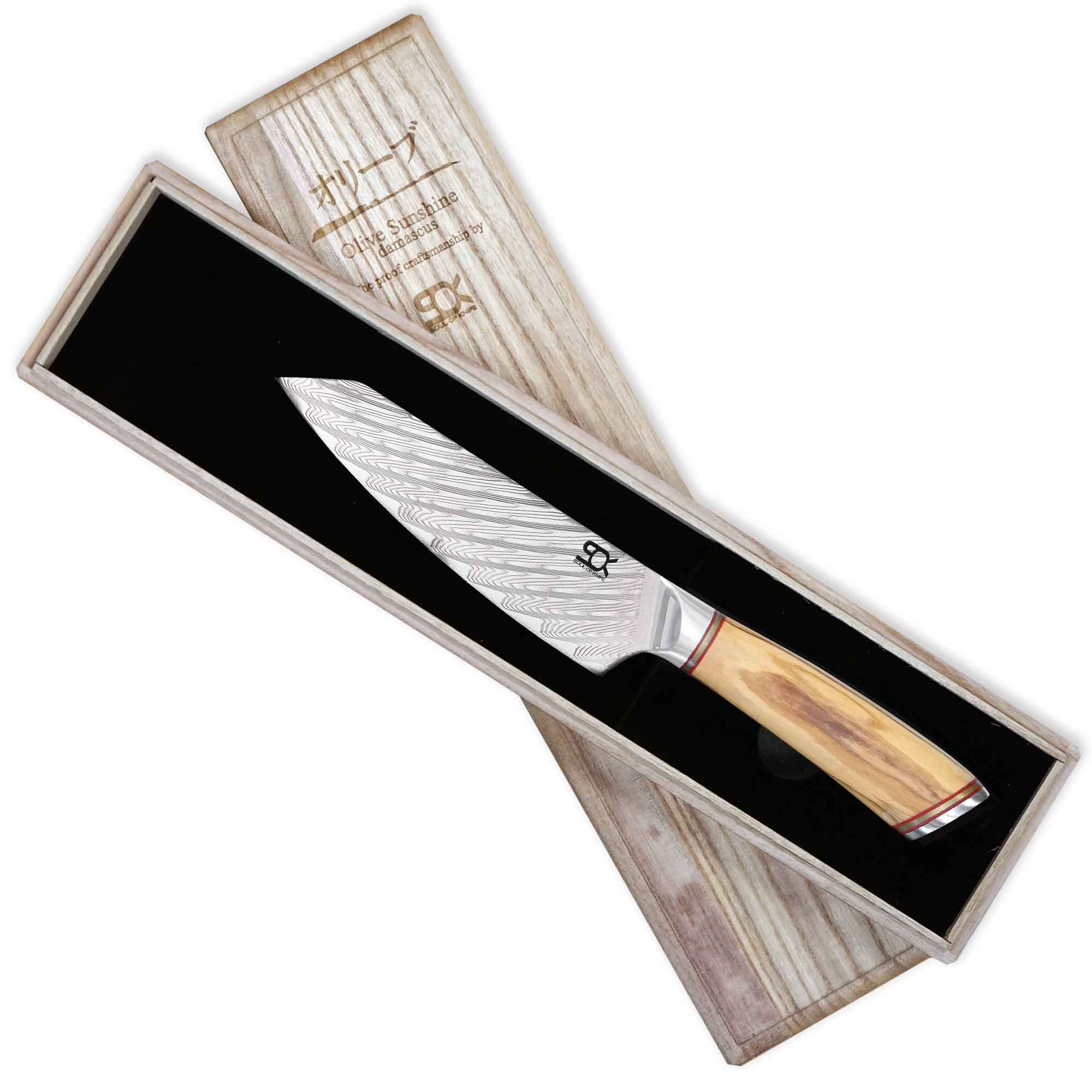 Kuchařský nůž Chef 155 mm SOK Olive Sunshine Damascus