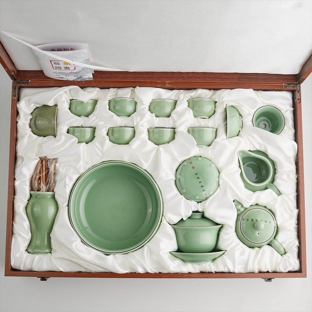 čajová souprava Longquan Celadon - Milky Green Wave Extra