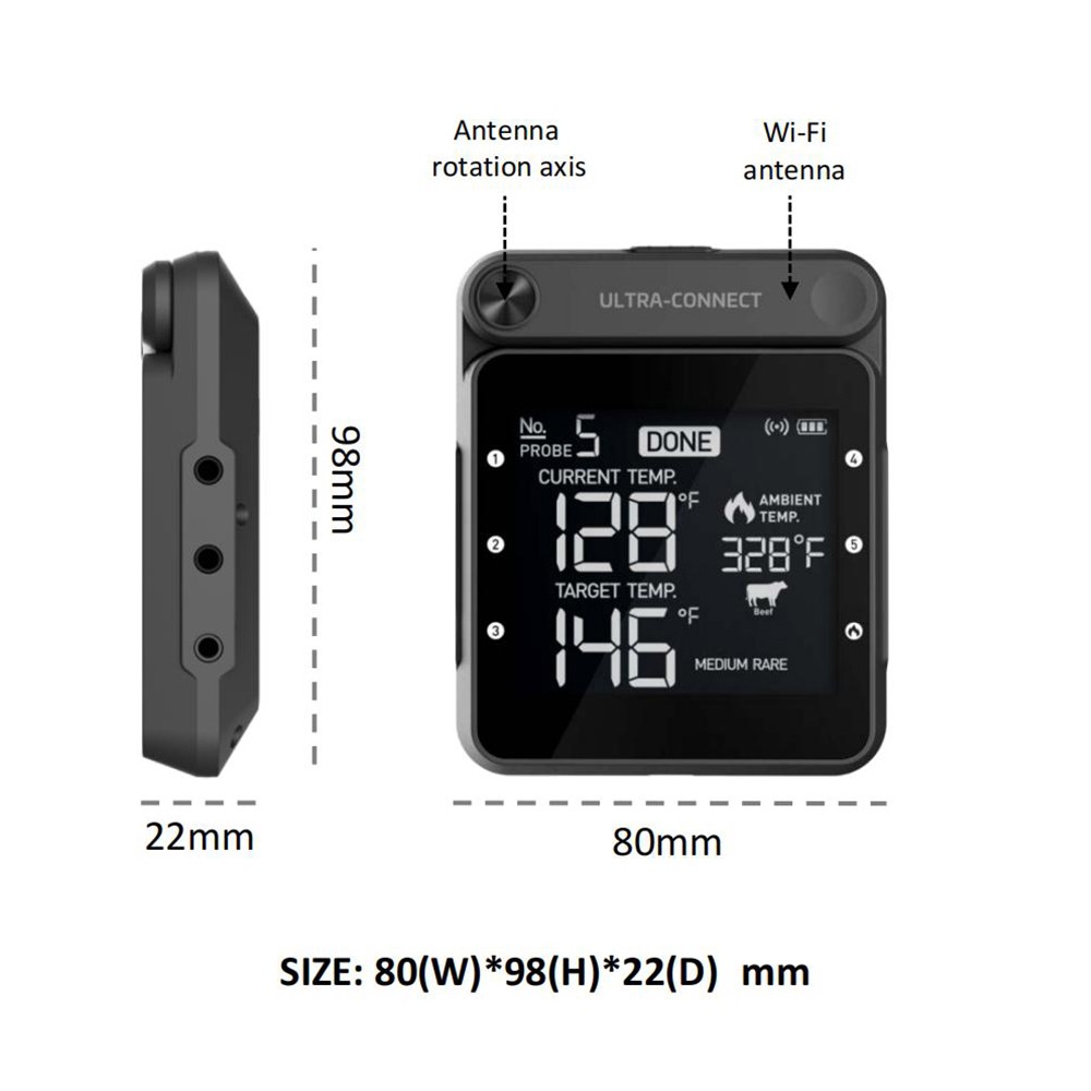 Profi digitální vpichovací teploměr BBQ Wifi/Bluetooth Profi digitální vpichovací teploměr BBQ Wifi/Bluetooth