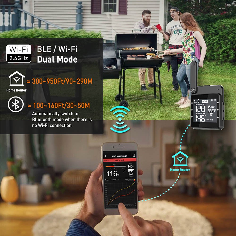 Profi digitální vpichovací teploměr BBQ Wifi/Bluetooth Profi digitální vpichovací teploměr BBQ Wifi/Bluetooth