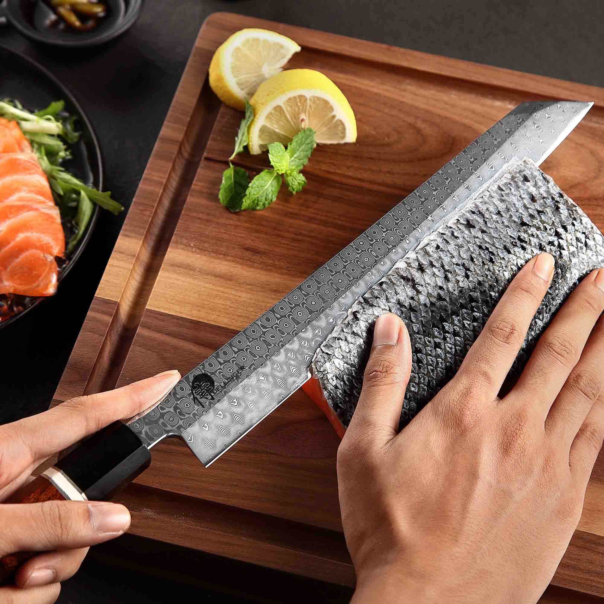 nůž Kiritsuke Bunka 270 mm - Dellinger Octagonal Full Damascus