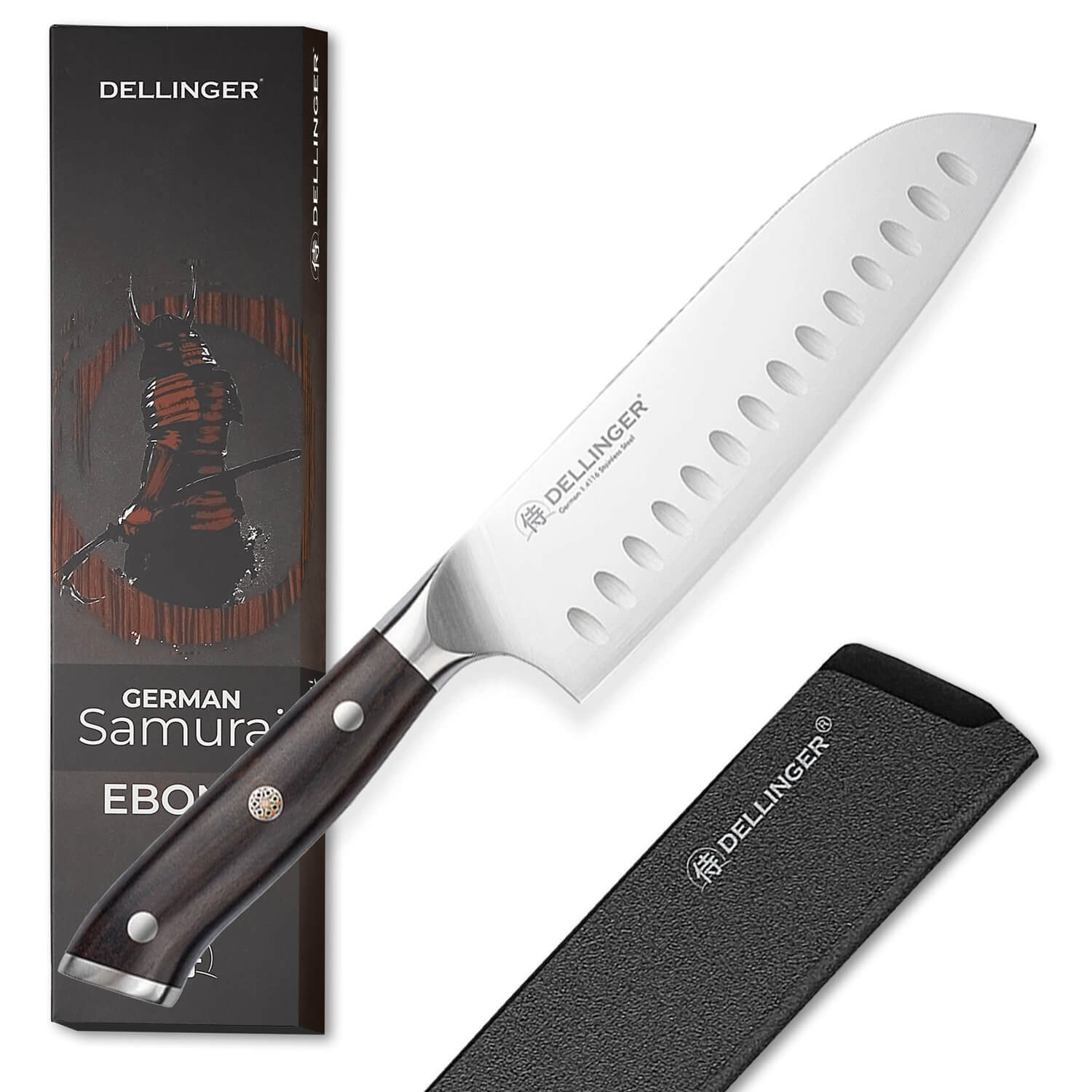 Santoku nůž šéfkuchaře 180 mm Dellinger German Samurai Ebony