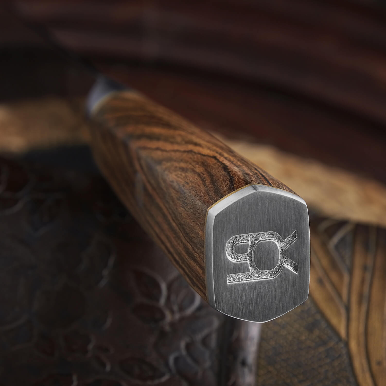 sada 6 kuchyňských nožů SOK Cocobolo White Damascus + magnetický stojánek